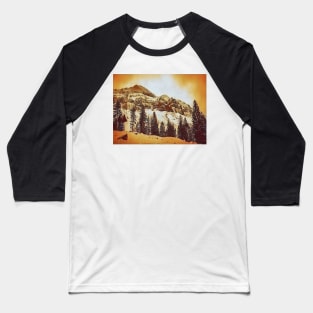 Sepia toned photo of snow capped mountains in Switzerland Baseball T-Shirt